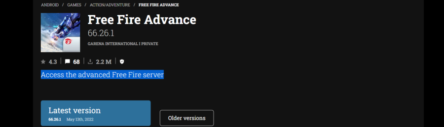 Access the advanced Free Fire server